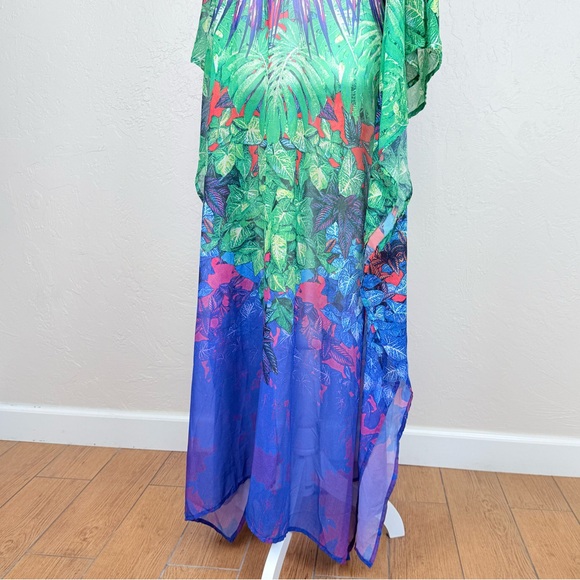 NWT Pierre Cardin Tropical Print Tunic Pareo Swim Cover Up Dress Size S - Picture 9 of 16